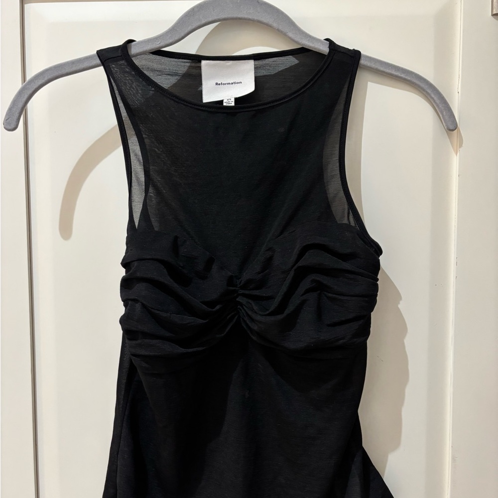 Reformation Black Sheer Detail Top